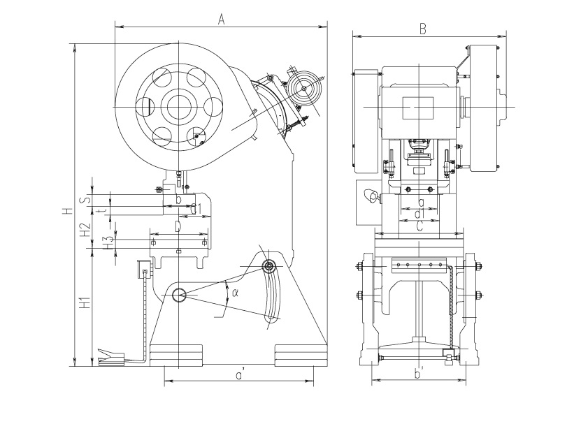 J23 eccentric press dimensions
