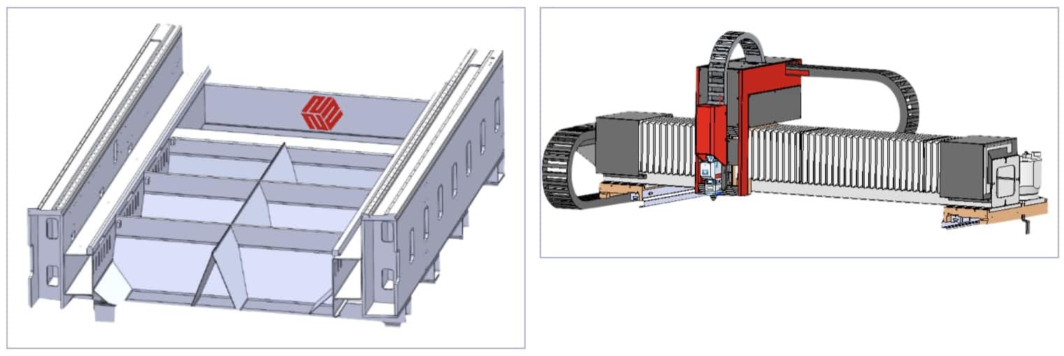 frame and beam of laser cutting machine